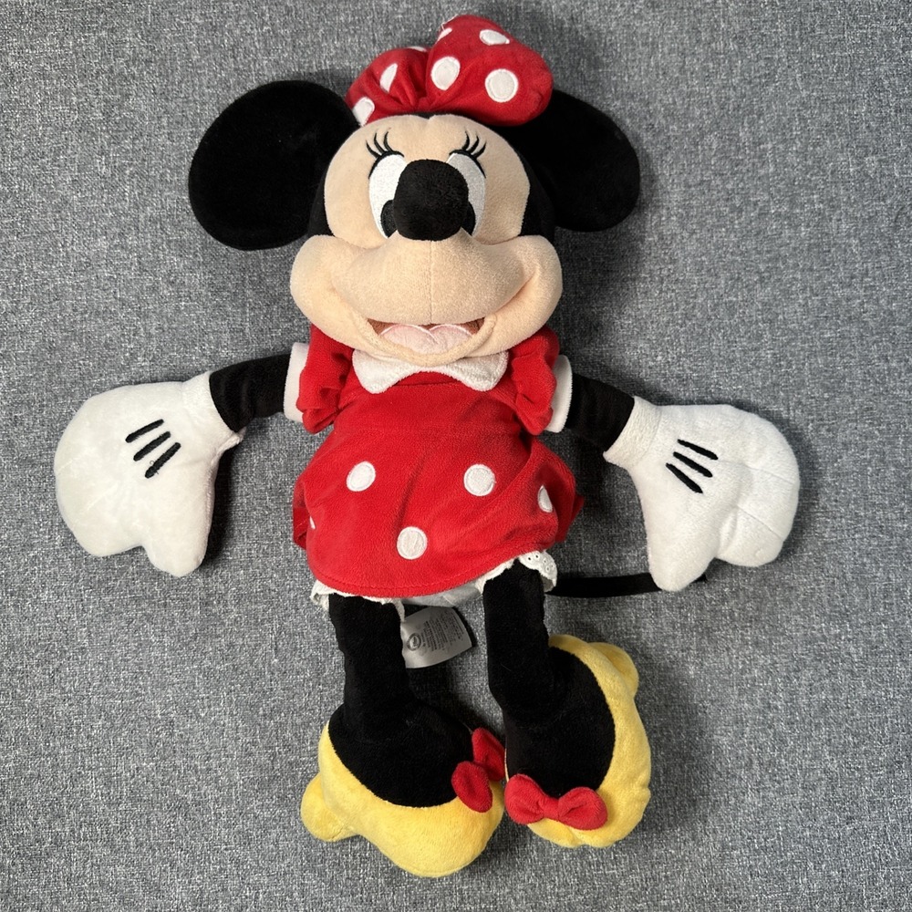 Disney Store Minnie‎ Mouse Plush Toy 18" Red Polka Dot Dress Stuffed Animal